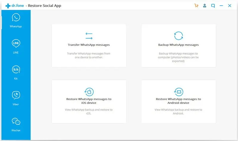 نحوه پشتیبان گیری از چت WhatsApp در android با استفاده از dr.fone – Restore Social App